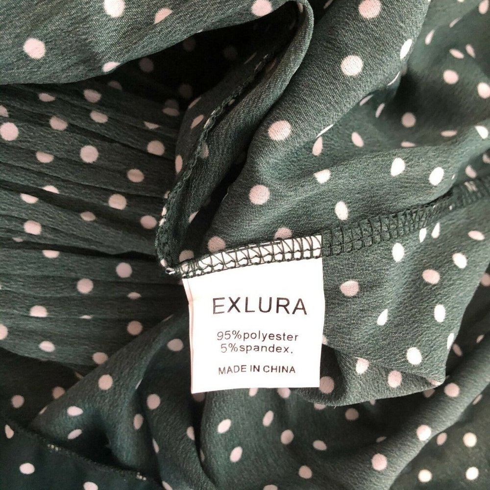 Exlura Womens High Waist Polka Dot Pleated Skirt M - Picture 6 of 6